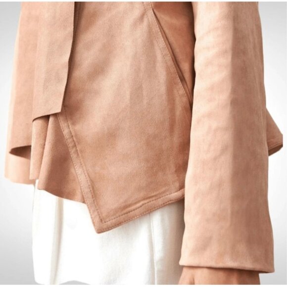 Anthropologie Hutch Open Front Waterfall Jacket In Vegan Suede Size S Neutral - Picture 4 of 9